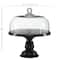 Black Wood and Glass Farmhouse Cake Stand with Cloche, 14" x 12" x 12"